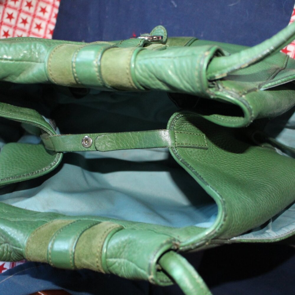 Vintage Cole Haan Green Leather Handbag Villager H04 Beautiful - Picture 6 of 9